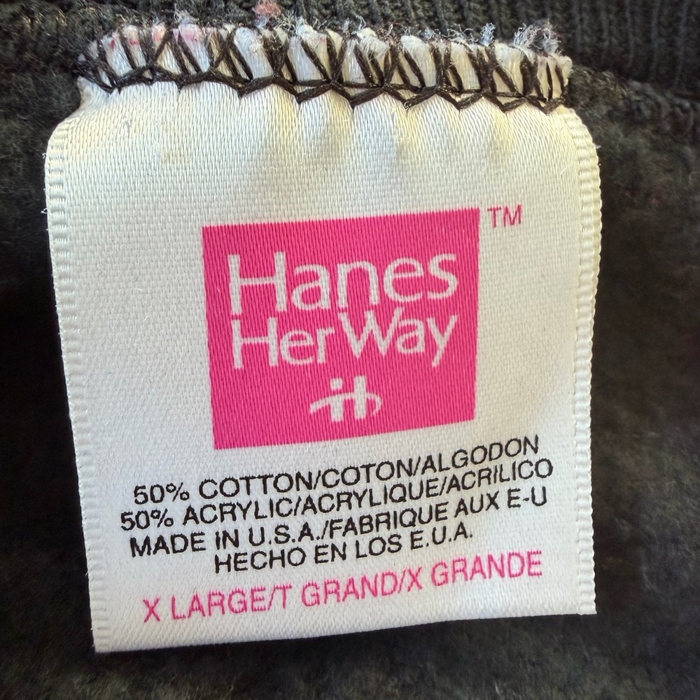 Hanes Black Autumn Fall Leaves Pumpkin Cardigan Sweatshirt Size XL Vintage - Picture 3 of 4